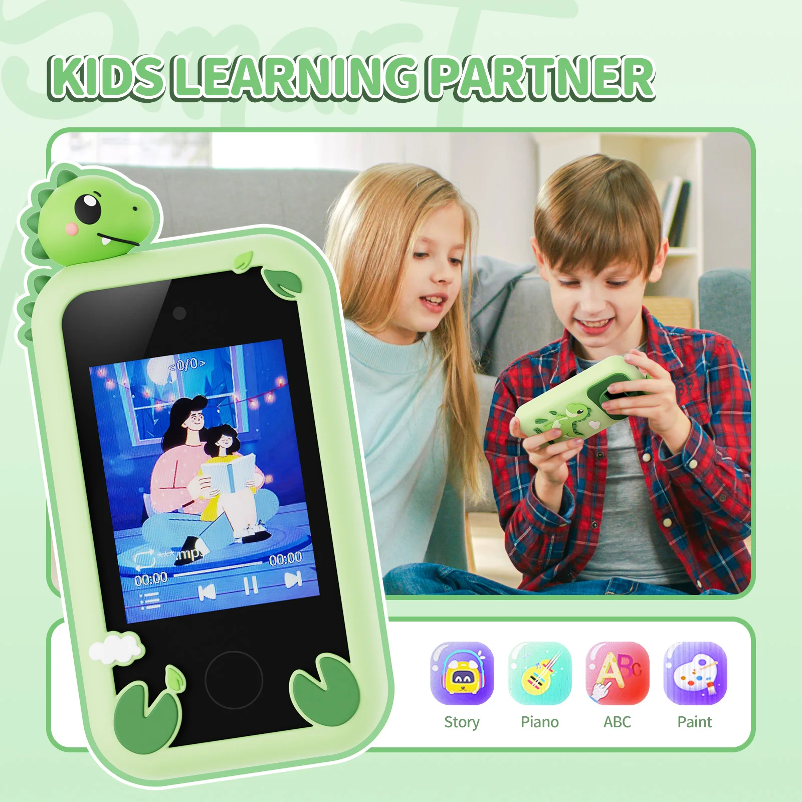INOCTI enfants téléphone intelligent jouet enfant en bas âge Mobile éducatif apprentissage double caméra lecteur de musique jouets pour cadeaux d'anniversaire de noël