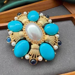 Personality Baroque Pearls Vintage Court Enamel Brooches Pins Antique Colored Corsage Suit Badges Accessories Unisex Jewelry