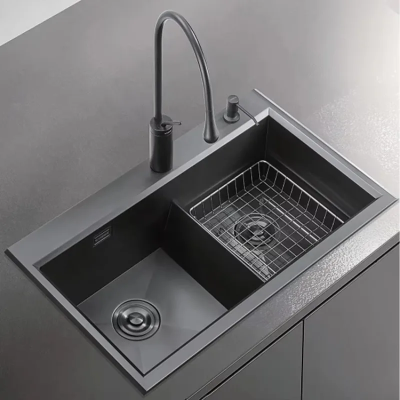 Luxury Multifunctional High-Grade Handmade Three-Hole Undermount Double Bowl Stainless Steel Kitchen Sink - view 5
