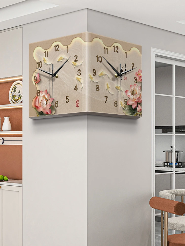 New Chinese style wall clock, living room, creative perpetual calendar, electronic clock