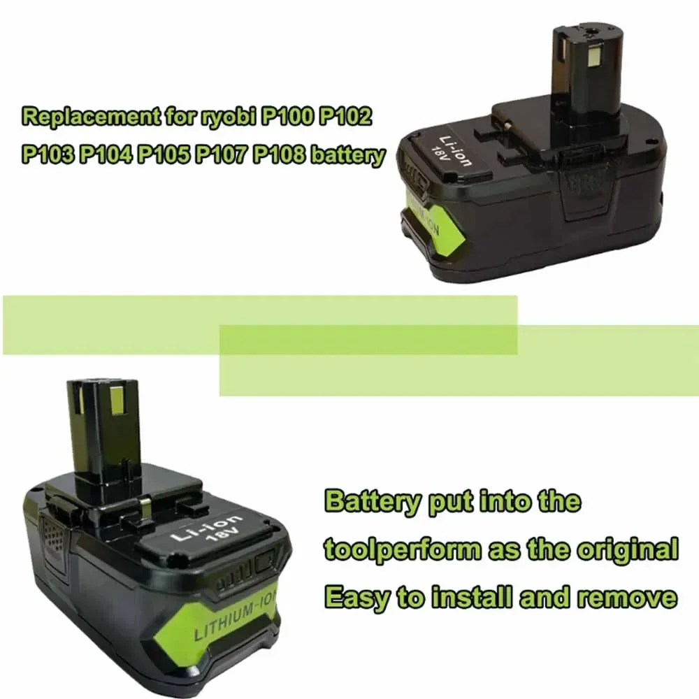 18V 6000mAh Battery For Ryobi P108 Li-ion Rechargeable Battery BPL1820 P108 P109 P106 P105 P104 RB18L50 Power Tool Baterry