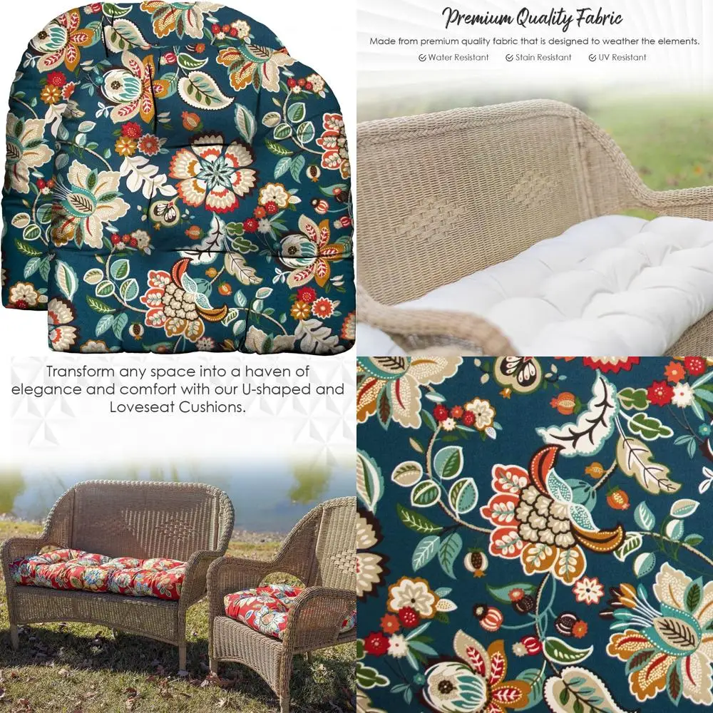 

All-Weather Outdoor U-Shape Wicker Seat Cushions Set of 2, 19x19 inches, Water-Resistant Spun Fabric, Ideal for Patio Chairs