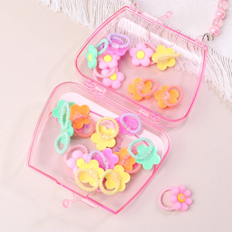 20Pcs Gift Bag Rainbow Rubber Band Bowknot Hair Accessories Girls Scrunchies Headbands Elastique Cheveux Fille Birthday Party