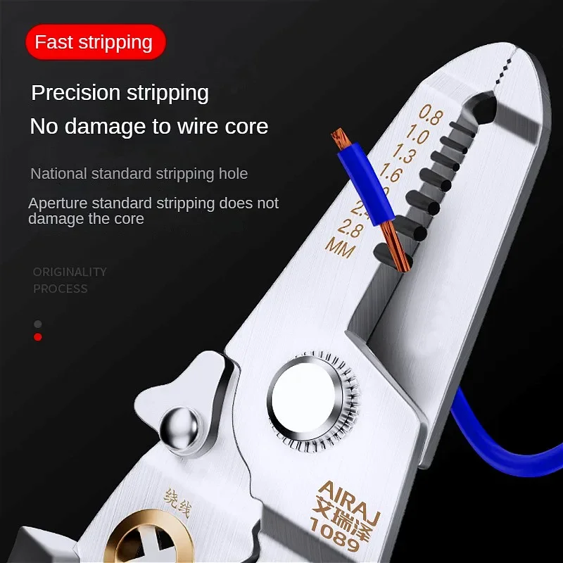 AIRAJ New multifunctional wire stripping pliers, wire pressing pliers, sharp cable scissors, wiring electrician pliers