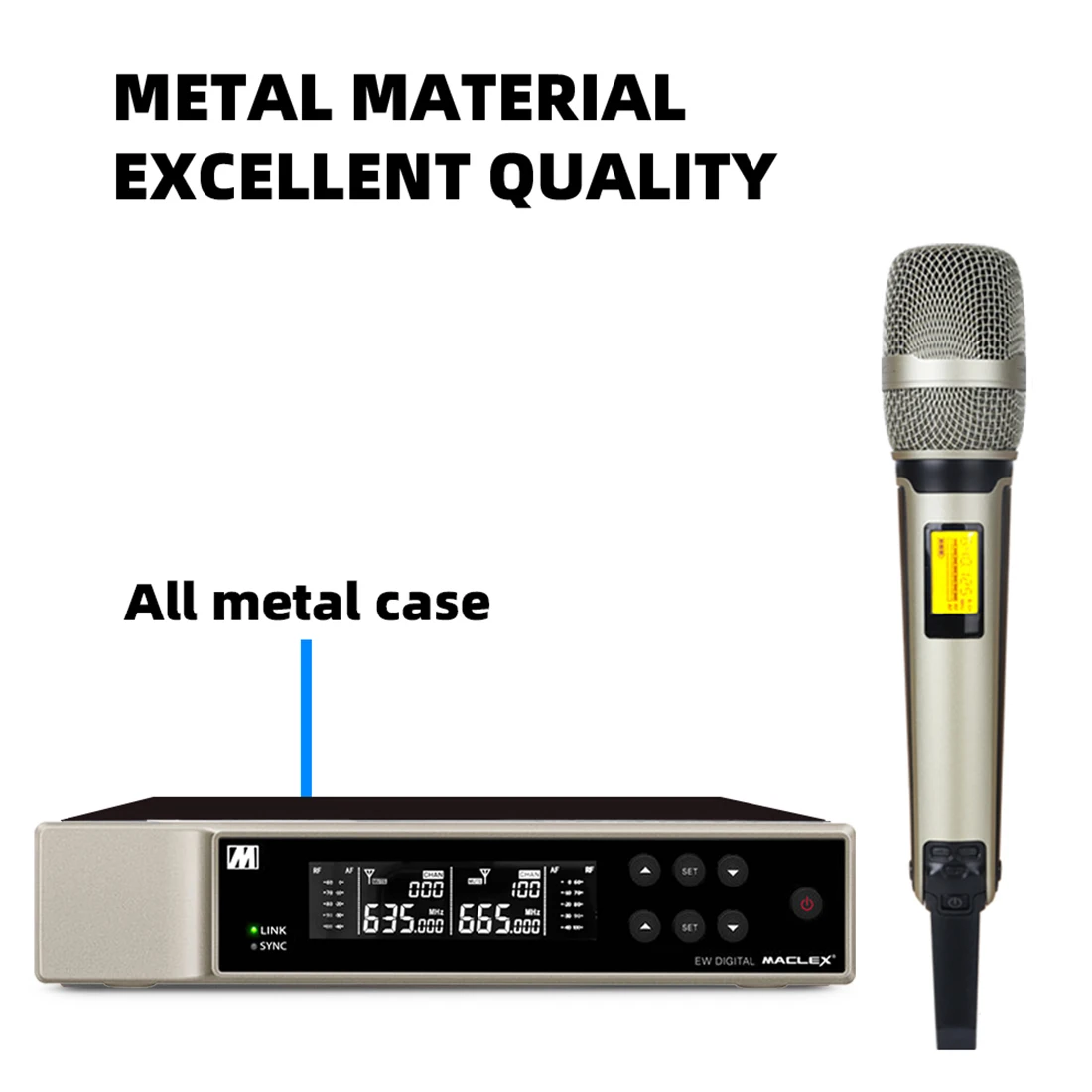 Imagem -04 - Maclex Ew9000 Uhf de Longa Distância de Canal Duplo Portátil Sistema de Microfone sem Fio Profissional Desempenho de Palco Microfone Dinâmico