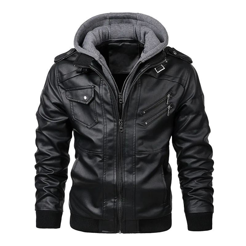 2024 new leather men\'s motorcycle handsome jacket reflective retro casual fashion trend coat