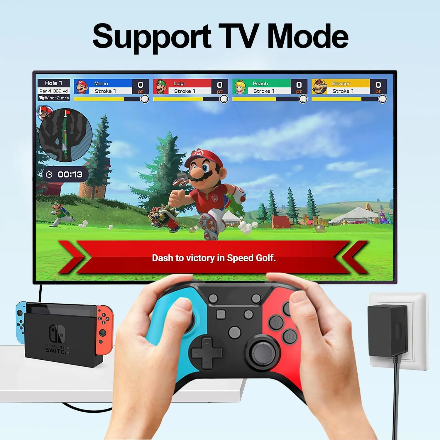 USBC محول الطاقة شاحن GaN سريع للتبديل 2 / التبديل / OLED / لايت ، مصدر الطاقة ل NS2 NS دعم التبديل قاعدة التلفزيون 15 فولت 2.6A