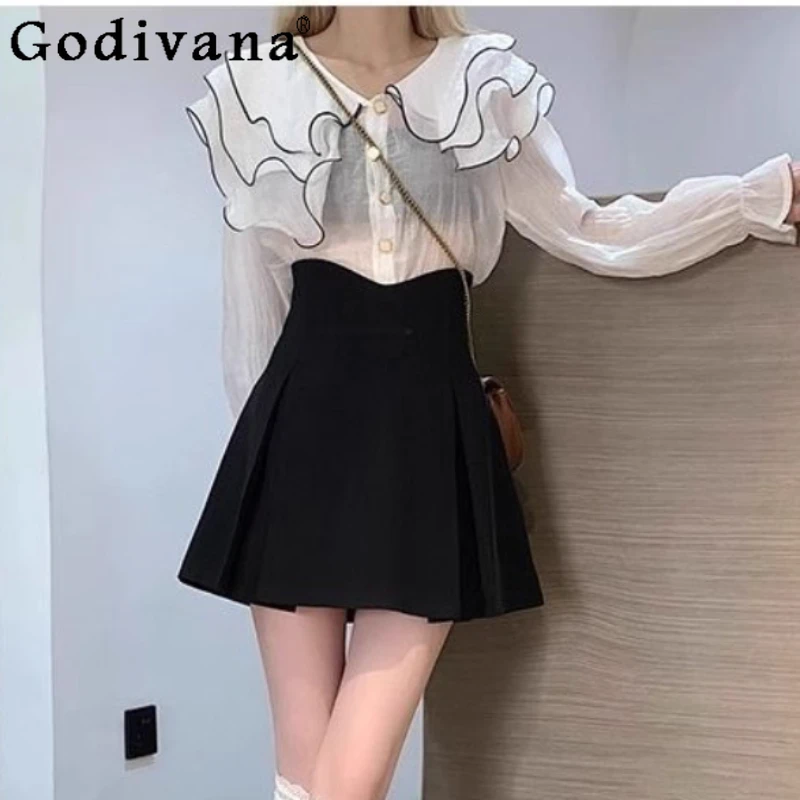 Jk Grote Maat Lente Zomer Hoge Taille A-lijn Zwarte Veelzijdige Rok Mode Meisjes Koreaanse Losse Temperament Leeftijdsverlagende Rokken