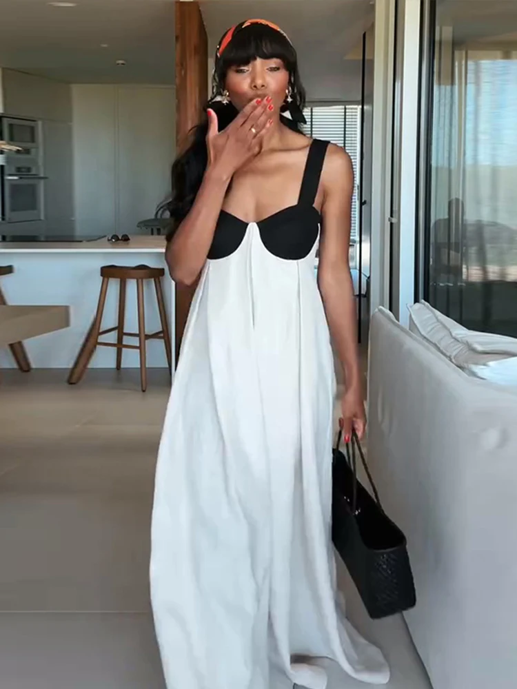 Vestido largo sin mangas de verano para mujer, vestidos largos elegantes holgados con espalda descubierta y lazo en la espalda, traje de vacaciones de verano para mujer