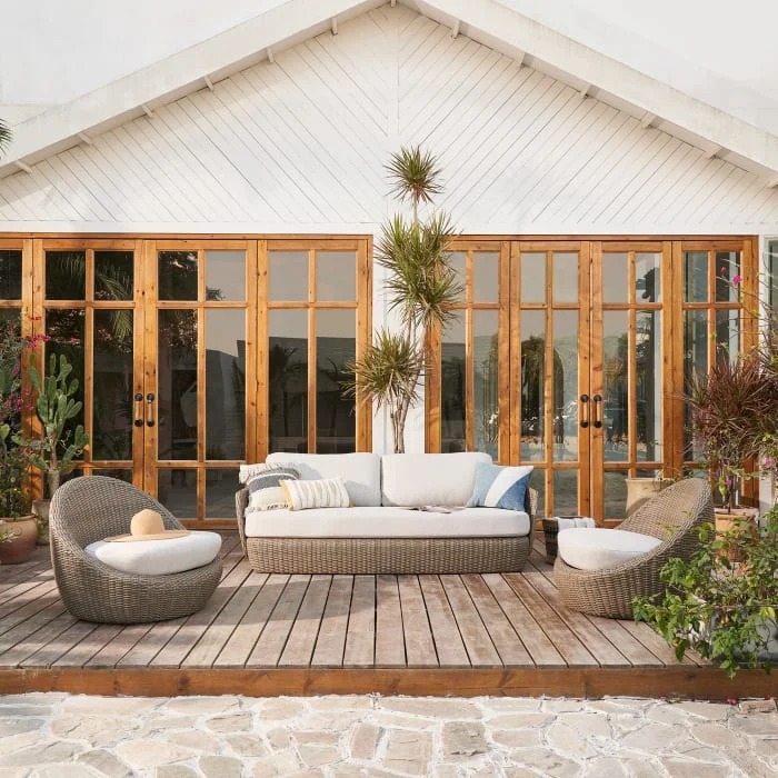 Quick drying foam metal frame rattan garden sofa modern outdoor sofa set