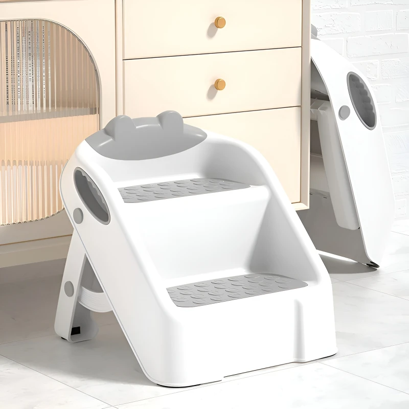 Non-Slip Korean Style Step Stool Kids Bathroom Sink and Toilet Ladder, Baby Wash Basin Footstool Durable Safety Grip Platform