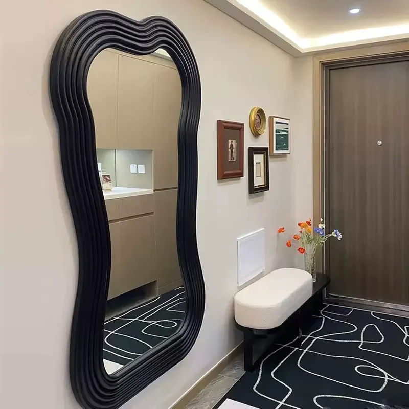 Irregular Full Body Mirror Wall Hanging Floor Standing Artistic Entrance Decor Nordic Style Home Improvement Girl Mirror