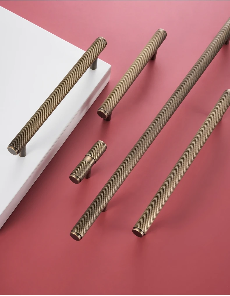 Dooroom Messing Möbelgriffe mit Wirbelstreifen, T-Griffe, lange Zuggriffe für Schränke, Kleiderschränke, Kommoden und Schuhschränke, Großhandel verfügbar – Detail 16