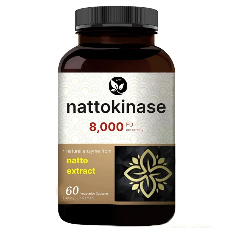 Nattokinase Supplement 8000 Fu Per Serving, 60 Vegetarian Capsules Maximum Strength Enzyme And Heart Support