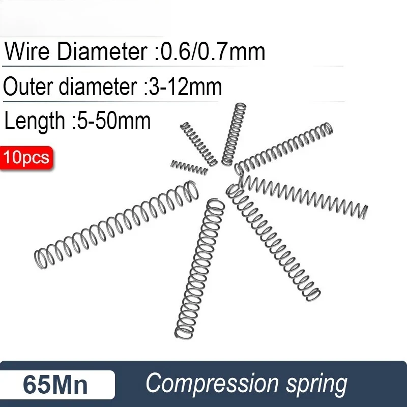 65Mn Compressed Spring Wire Diameter 2.0mm Return Spring Pressure Plate Spring Outer Diameter 10-30mm Spot Goods