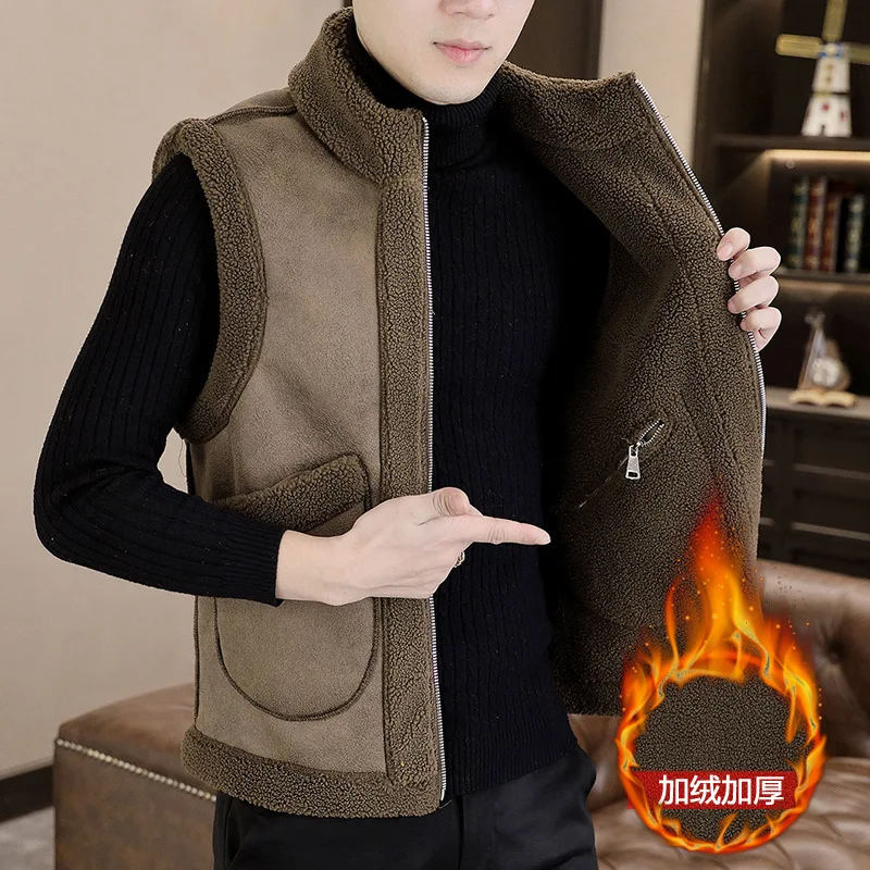 

Men's new double-sided usable wool vest napping stylish men's vest big size