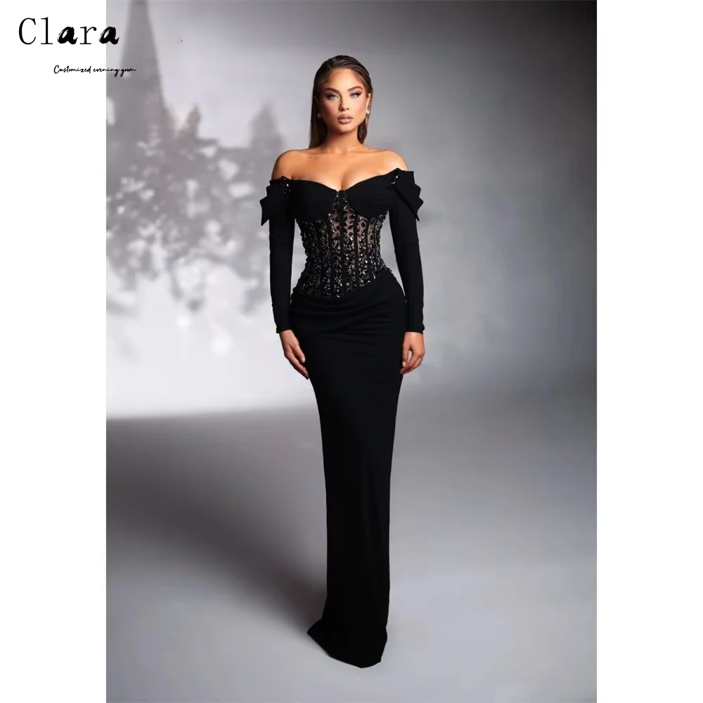 

Clara Custom Black Embroidery Lace Fishtail Elegant Dresses for Woman Party Wedding Elegant and Chic Luxury Evening Dresses 2025