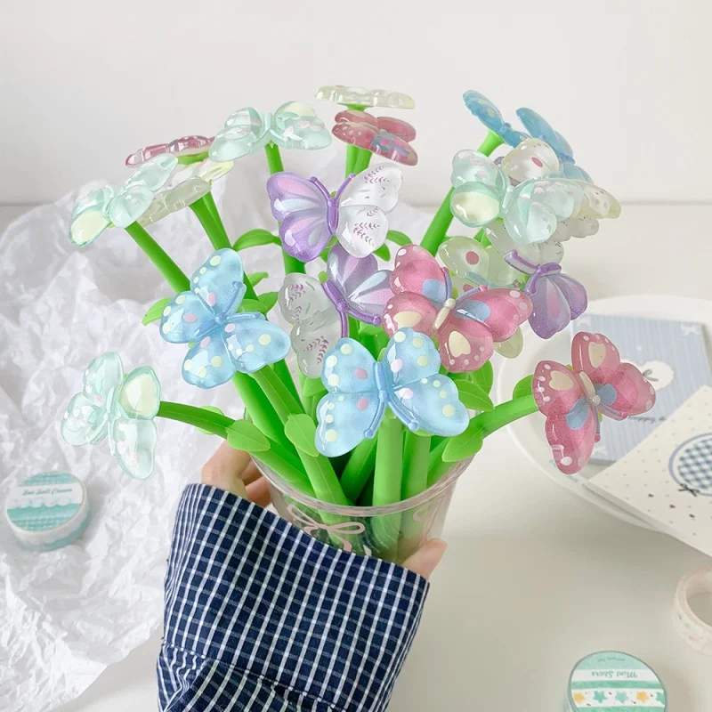 

20pcs/lot Creative Butterfly Gel Pen Cute 0.5mm Neutral Pen School writing Supplies Promotional Gift