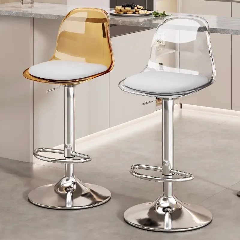 

Reception Swivel Bar Stools Adjustable Acrylic Light Luxury Lounge High Chairs Relaxing Party Taburetes De Bar Home Furniture