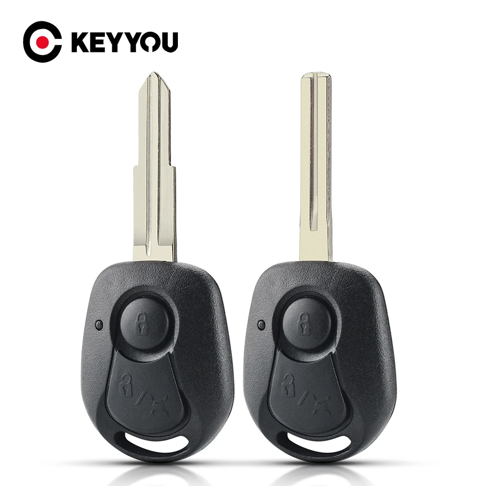 

KEYYOU 2 Buttons Remote Key Shell Case For SSANGYONG Rexton RX7 Uncut Blade Key FOB Cover Case Replacement