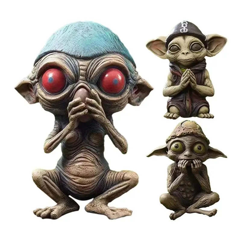 Alien Garden Figurines Alien Sculpture Resin Crafts Shelf Sitter Extra Terrestrial Statue Funny Home & Garden Decoration craft