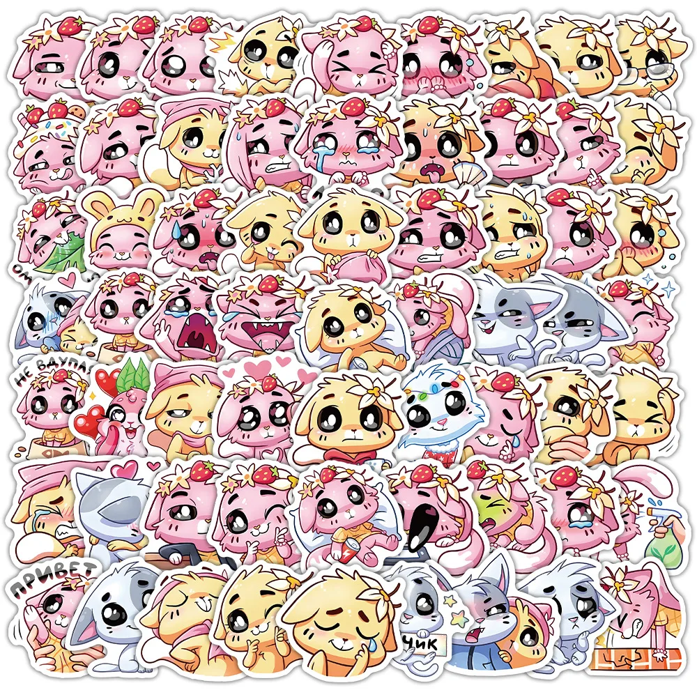10/70 قطعة لطيف حزين القط هريرة ميمي الكرتون الحيوانات الكتابة على الجدران ملصقات DIY بها بنفسك الهاتف المحمول حقيبة كوب ملصق مضاد للمياه الاطفال اللعب