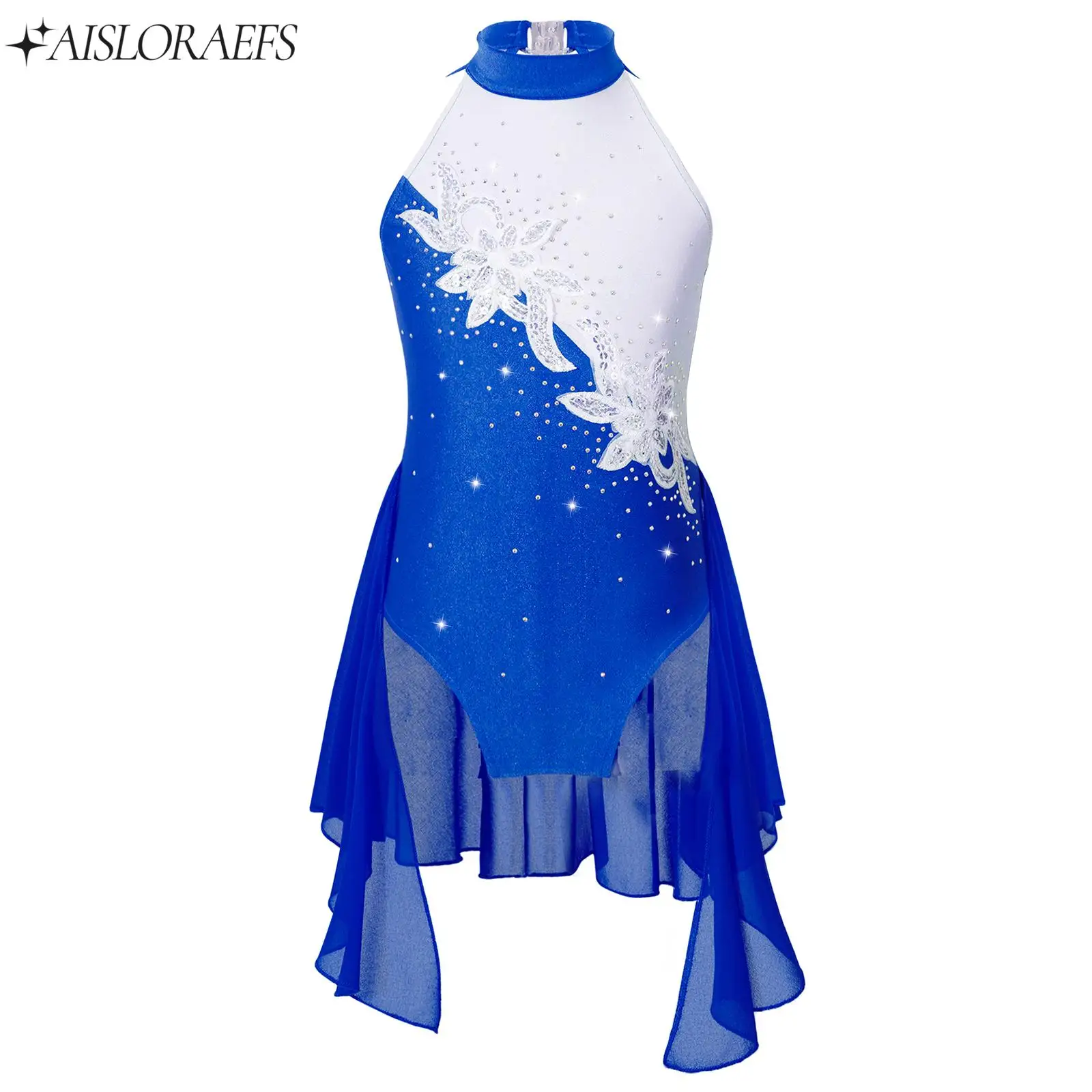 

Kids Girls Rhythmic Gymnastics Leotard Ballet Jersey Sleeveless Artistic Figure Ice Skating Lyrical Dance Dress Costume Swimwear
