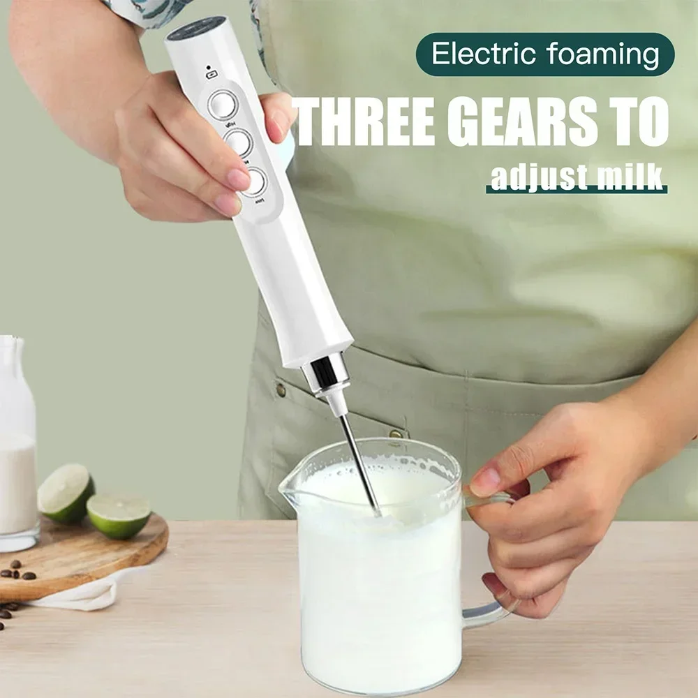 JJYY Cordless Milk Frother Cordless Mixer Handheld Egg Whisk Coffee Froth Mixer USB Portable Kitchen Tools