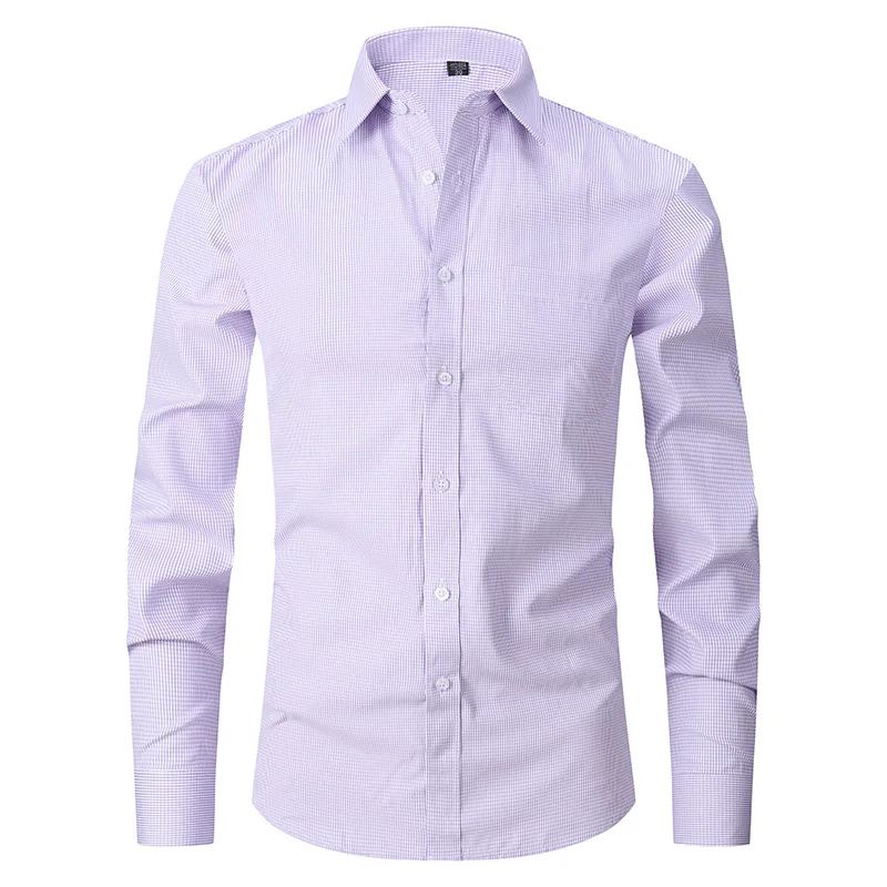 LH0199 Men's Formal Solid Color Shirt Dress