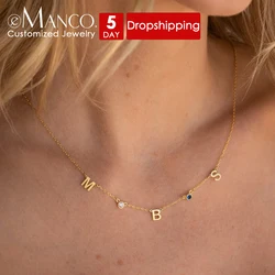 eManco Name Customized Necklace DIY Birthstone 26 Letter Side Pendant Necklace for Women Birthday Gift