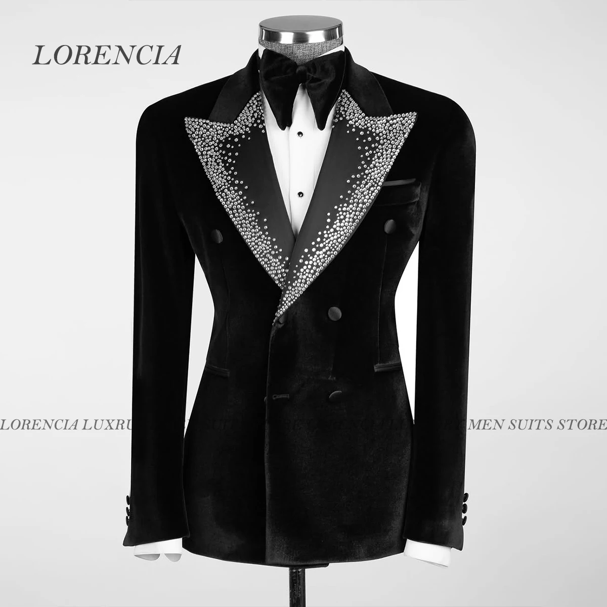 

Crystals Customized Men Suits 2 Piece Sets Wedding Shawl Lapel ropa hombre Double Breasted Groom Blazers Jacquard Party Tuxedo