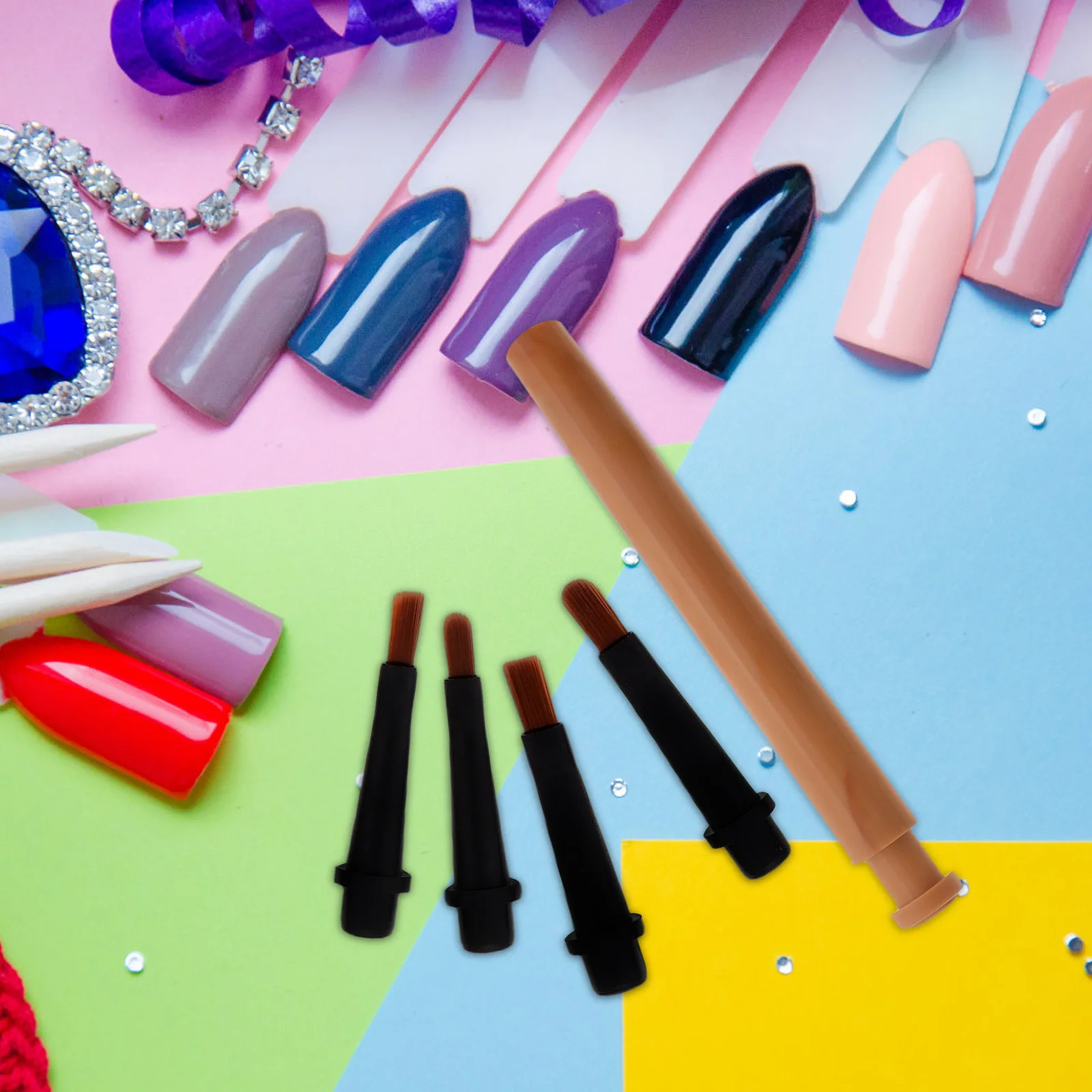 ชุดแปรงเพ้นท์เล็บออกแบบหัวแปรงแบบเปลี่ยนได้พร้อมพาเลทผสมและปากกาทาเล็บสำหรับทำเล็บในร้านและใช้ในบ้าน