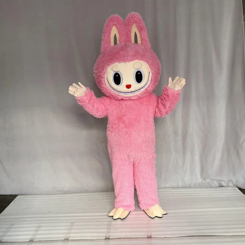 

Cartoon Rab Mascot Costume Pink Rab Costume Walking Adult Halloween Carnival Event Party