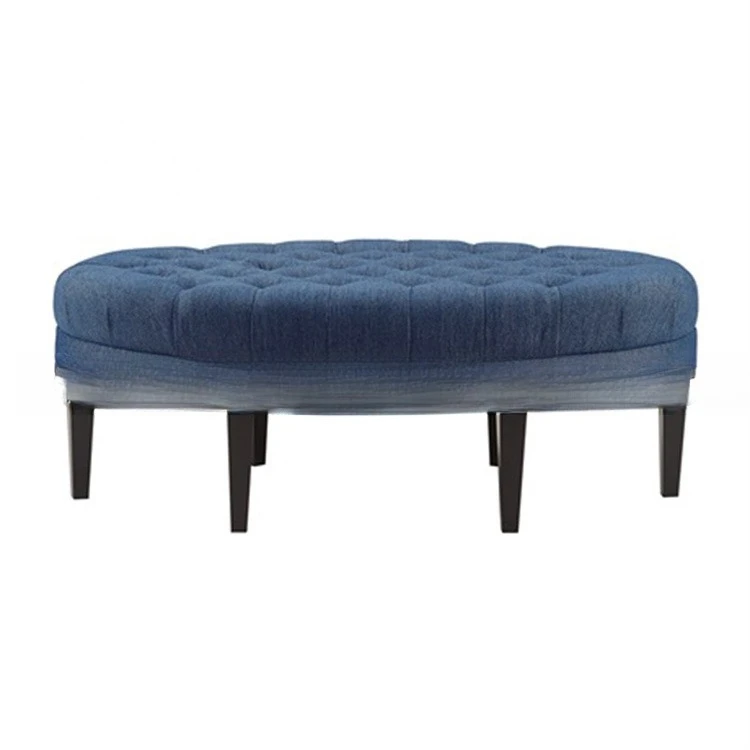 

American solid wood shoe changing stool furniture fabric pull buckle clothing store round shoe changing stool living room sofa