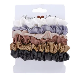 6Pcs Elegant Women's Multi Color Small Intestine Hair Circles Solid Color High Elastic Comfortable Curled Hair Ties Hair Band