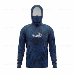 pelagic gear Men Hood Fishing Shirt long sleeve Fishing clothing fishing t shirt uv protection fishing shirt Fishing Apparel