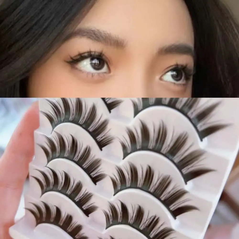 Natural Wet Look Manga Lashes Cat-Eye Makeup Fairy Clusters Cosplay Lashes Spiky Wispy Fake Eyelashes Women