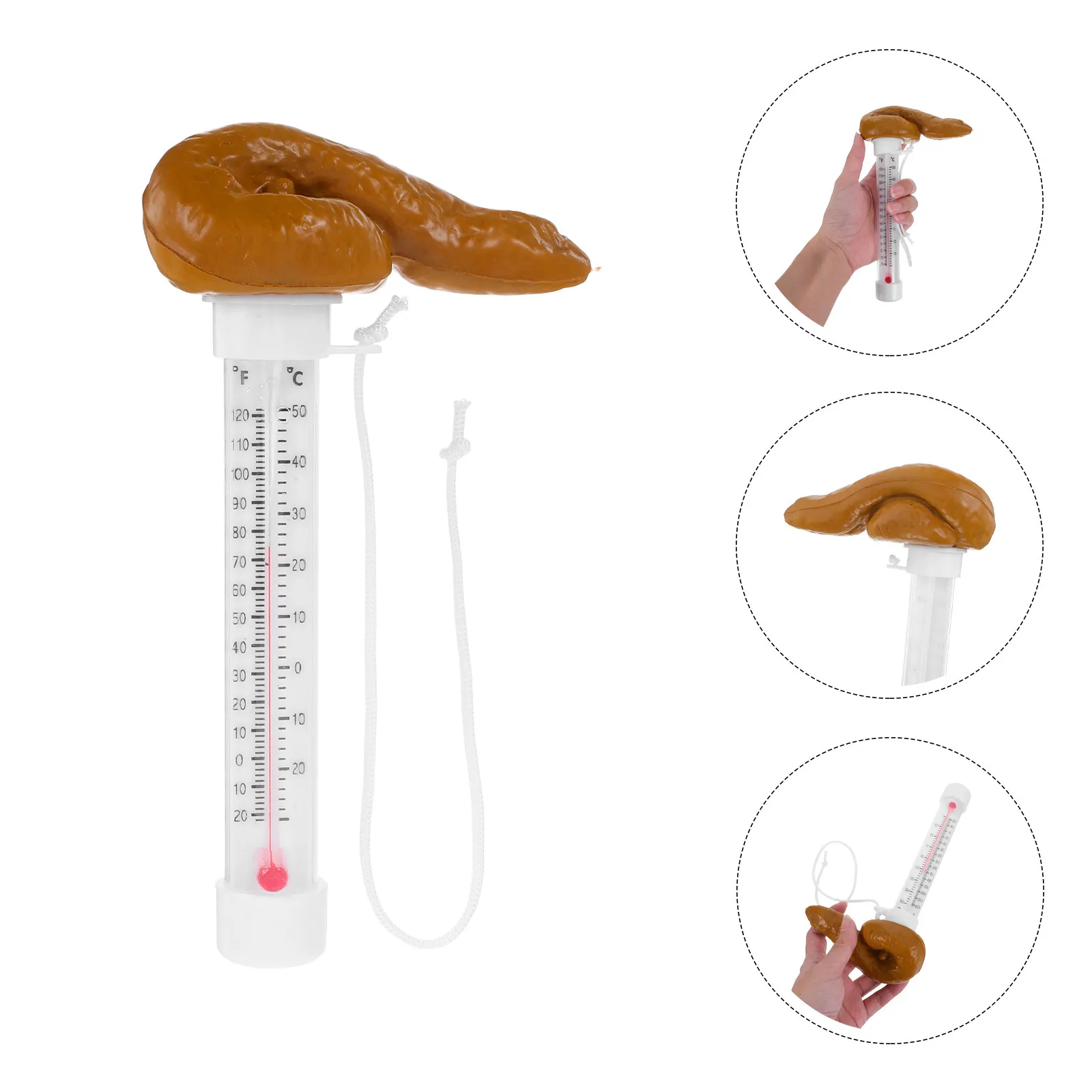 Floating Pool Thermometer Poop Shape Funny Design Easy Read for Pool Spa Hot Tub Pond Water Temperature Meter Thermometer Water