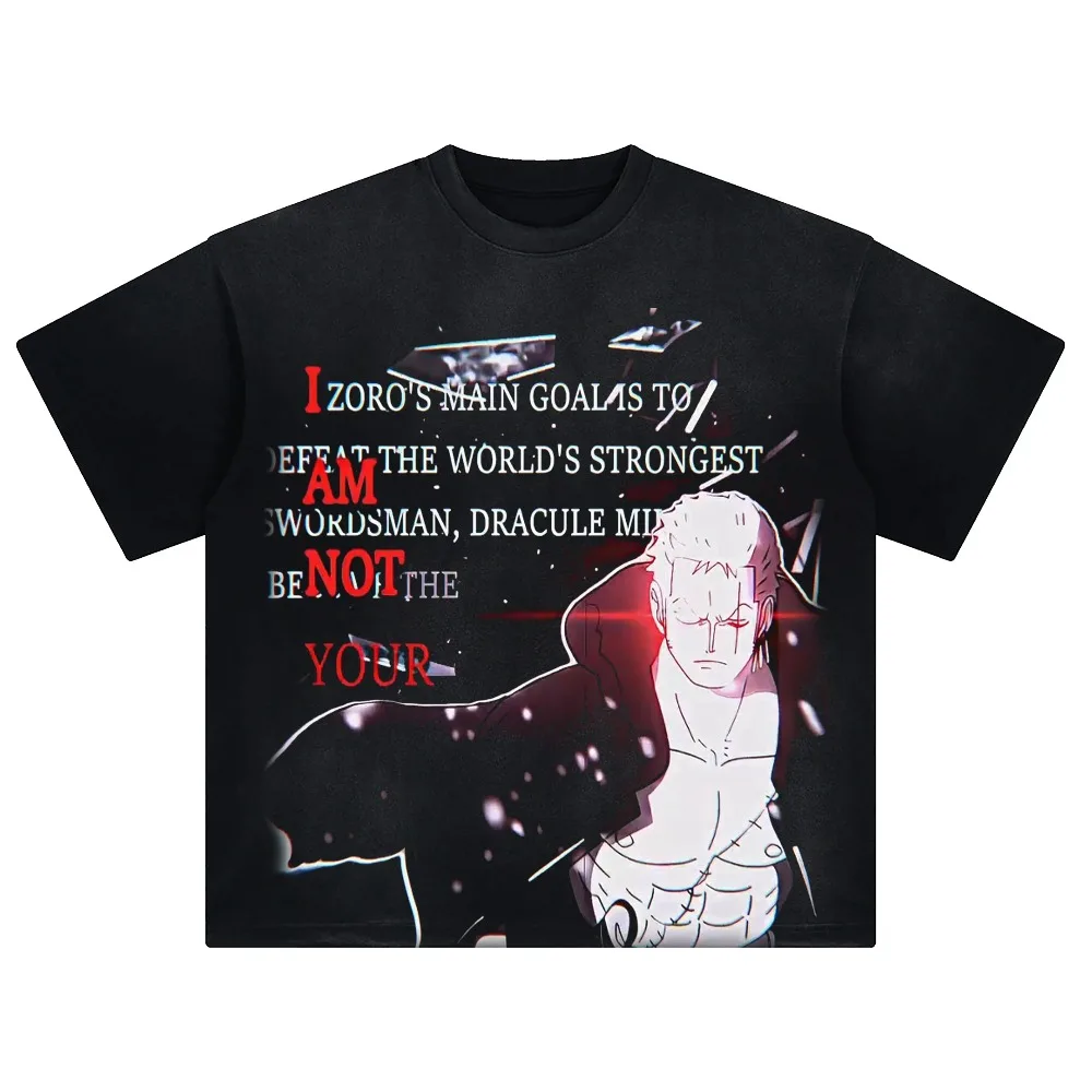 تي شيرت رجالي ونسائي من ONE PIECE بتصميم رورونوا زورو، قميص أنيمي صيفي وربيعي، تي شيرت قصير الأكمام بتصميم عتيق ومهترئ