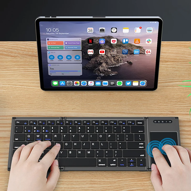 Mini teclado inalámbrico plegable con Bluetooth, recargable para tableta Samsung Tab S8 UItra S7 FE S8 S7 Plus S7 + S6 Lite S5E A8 A7 S2