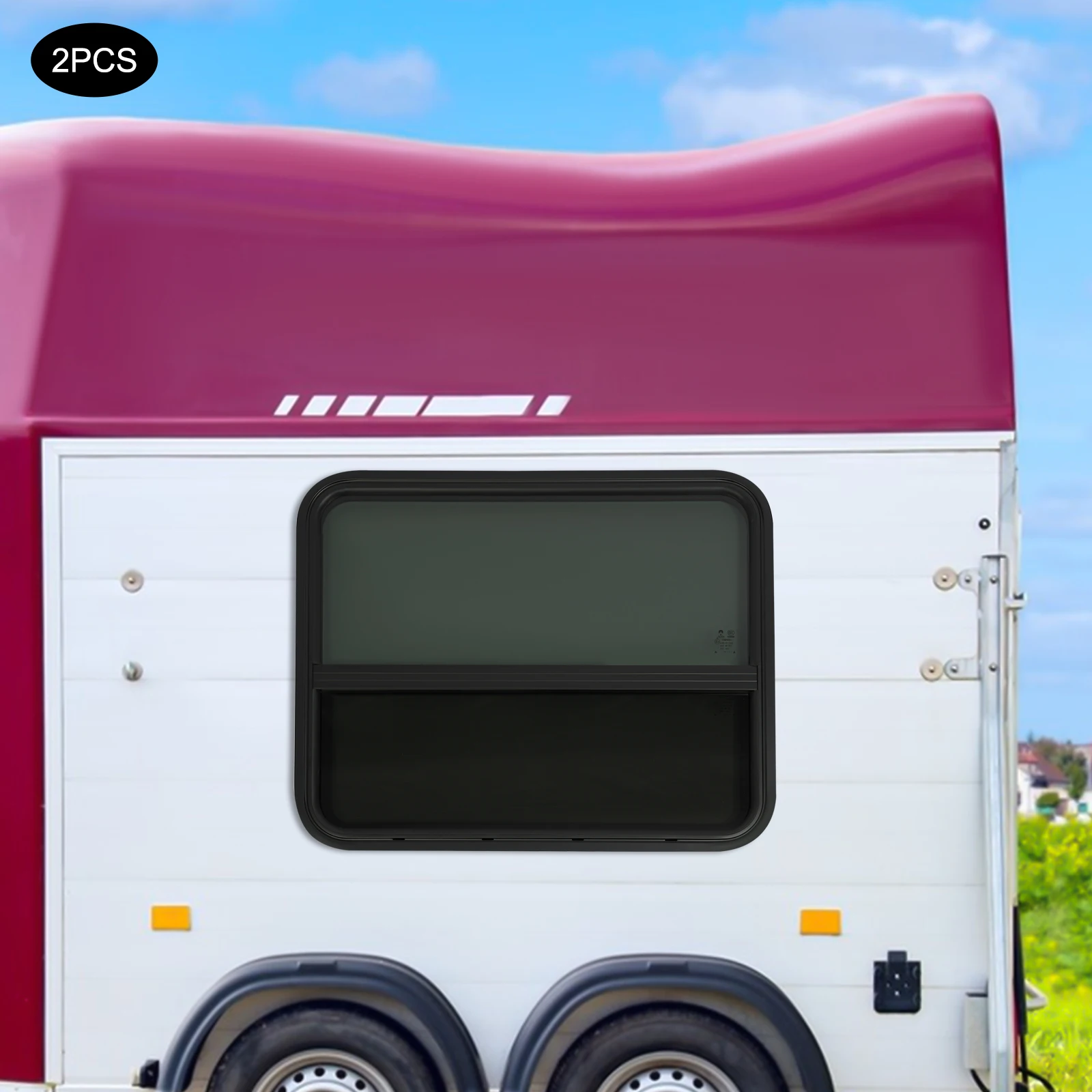 

2 шт. прямоугольное окно автофургона из алюминиевого сплава с обрезными кольцами, вертикальные направляющие из закаленного стекла для караванов, прицепов