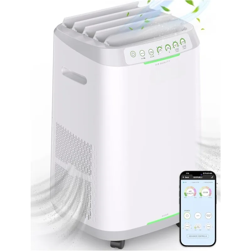 Air Purifier Large Room Size Up to 2002 sq. ft. Air Quality Monitor 0.1 Micron Captures Allergens Smoke Dust Pollen easy set up