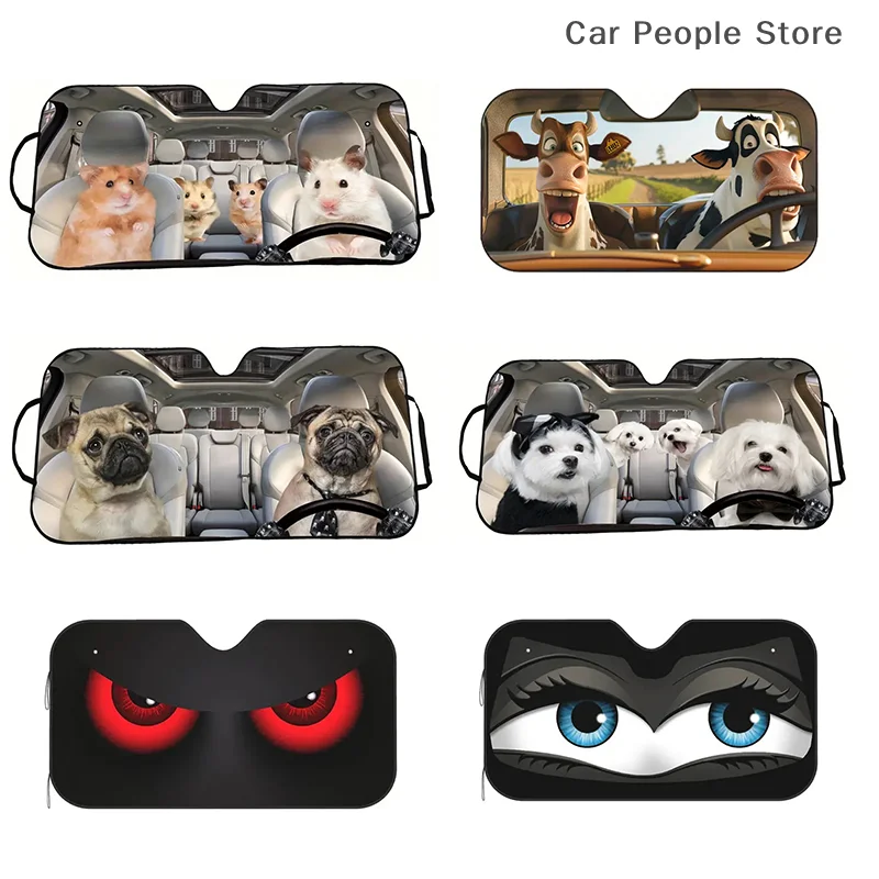 

Selfie Cat Couple Sunshade Tabby Cat Driver Windshield Sun Shade For Car, Funny Amazing Pet Cat Auto Front Window Shade Visor