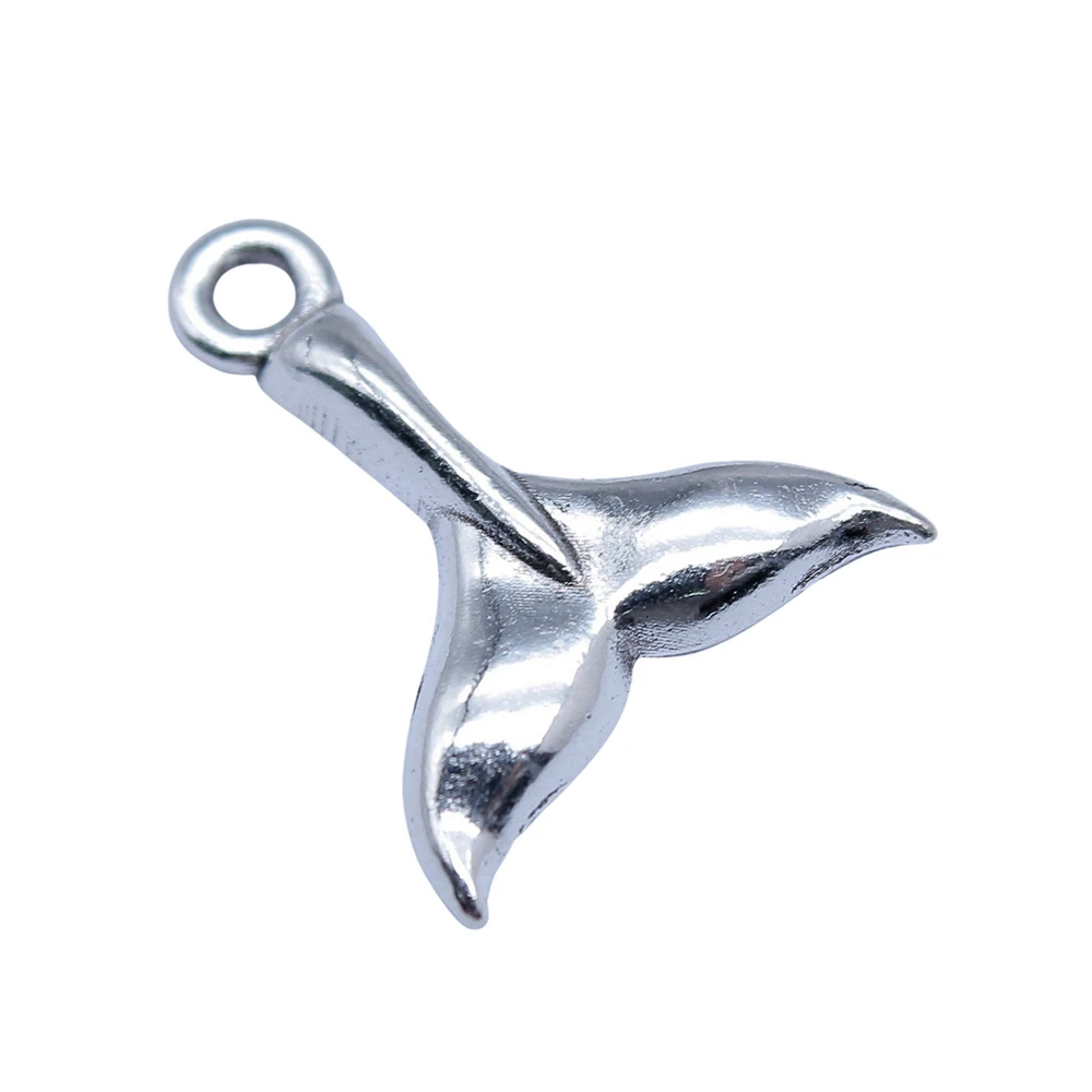 20pcs/lot 16x20mm Whale Tail Charms For Jewelry Making Antique Silver Color 0.63x0.79inch