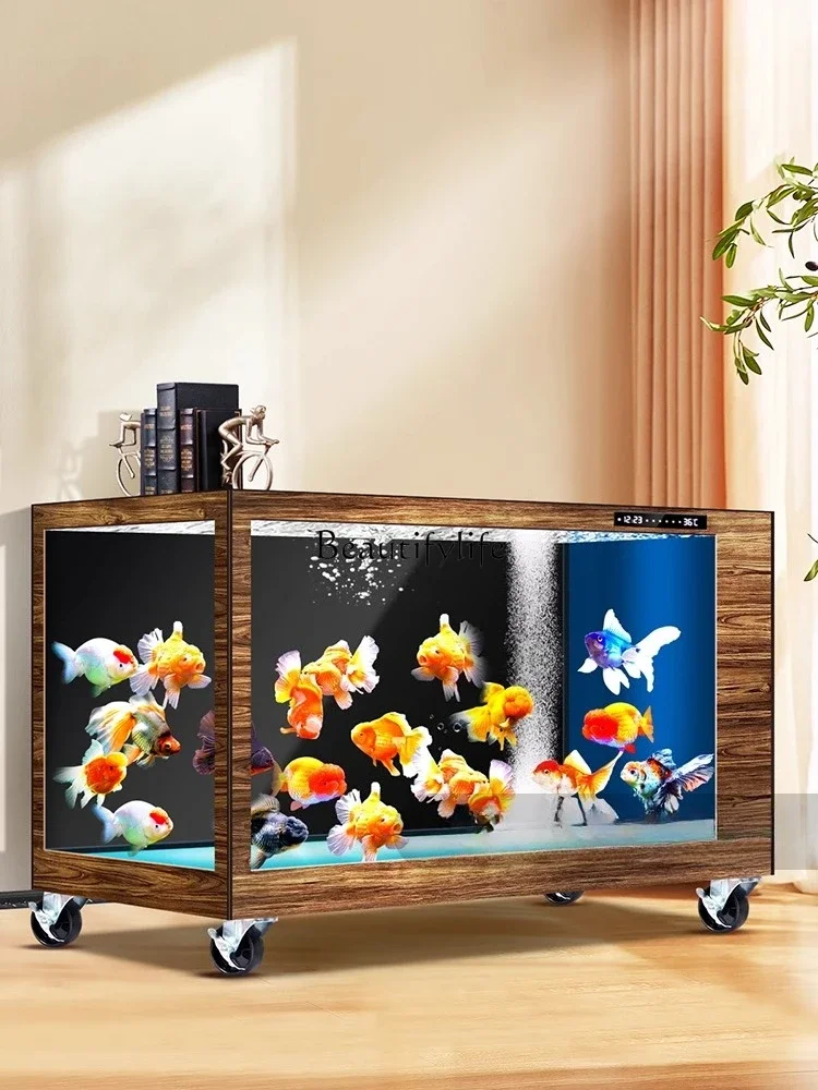 FG26Koi ground tank medium and large ultra-white glass aquarium water-free self-circulation filtration