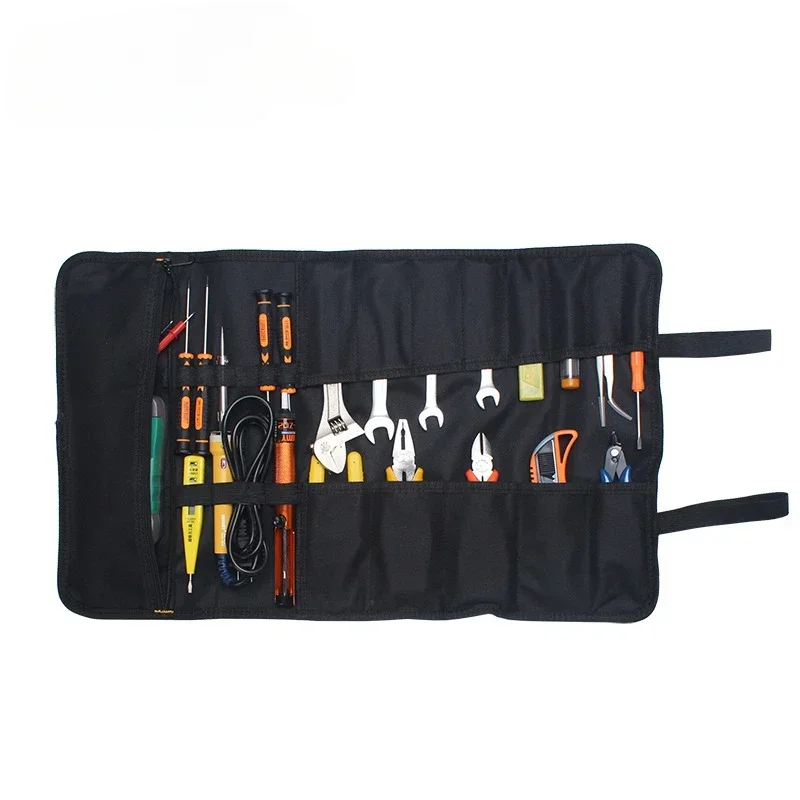 Electrician Maintenance Reel Type Storage Bag Roll Multifunctional Tool Kit Thickened Wear-resistant  Canvas Bag