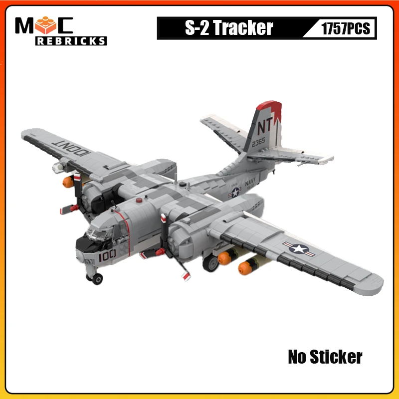 WW2 Military Grumman S-2 Tracker Fighter Building Block Anti-submarine Warfare Aircraft Assembly Model Bricks Toy Collector Kit