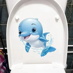 Happy Whale Waterproof Self-Adhesive Toliet and Wall Decal, Animal Print for Bedroom & Living Room Bathroom Decor
