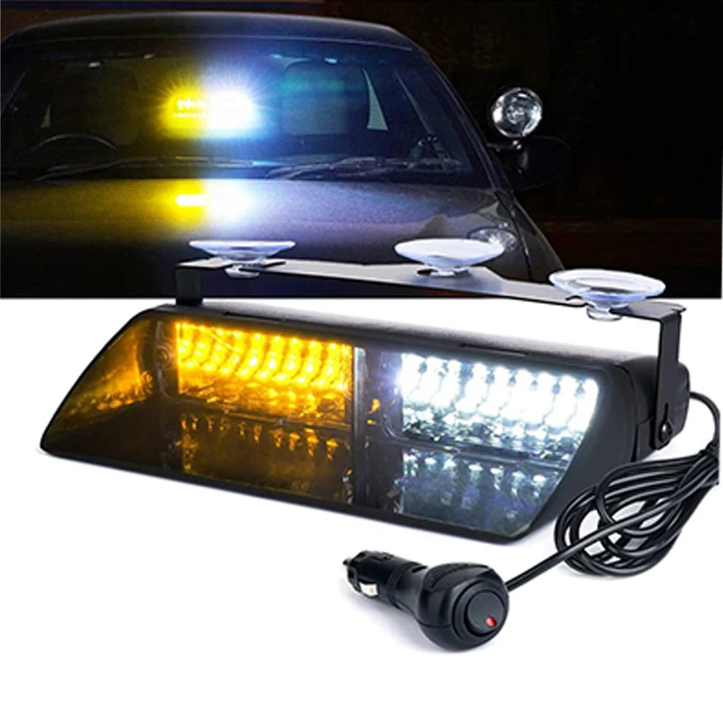 Car LED Windshield Strobe Light 16LED Flash Light Emergency Warning Light Suction Cup Alert Light for Vehicle Safety