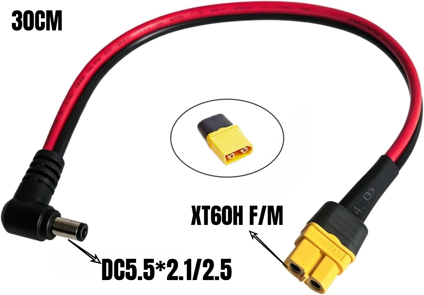 XT60 Male Female To DC 5.5x2.1 5.5x2.5 Right Angle Plug 14AWG 30CM Silicone Wire Outdoor Power Station Solar Panel Charge Cable